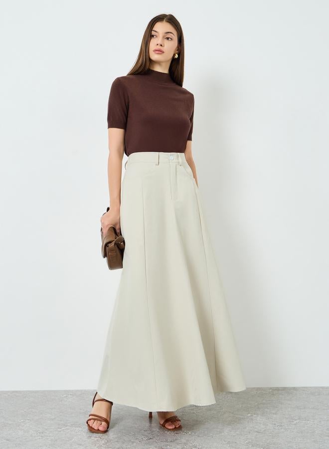 Styli Women Beige A-Line Maxi Skirt - Image 4